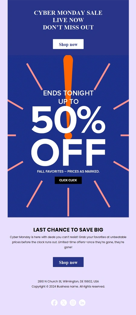 Cyber Monday email 